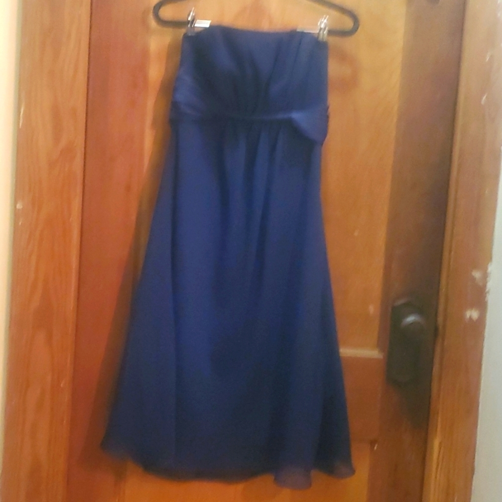 Blue strapless dress